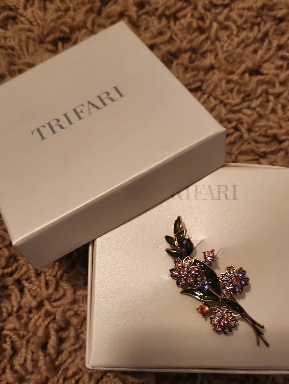 VTG Trifari Multicolored Enamel Floral Brooch